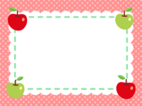 四隅のりんごの水玉赤色フレーム飾り枠