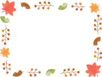 Enclosed frame of fallen leaves and nuts Decorative frame