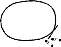 クレヨンの丸い白黒フレーム飾り枠