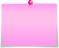 ピンク色のプッシュピンとメモ用紙のフレーム飾り枠
