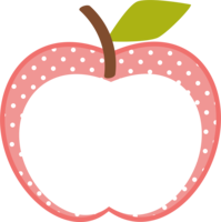 りんごの形(ピンク-水玉模様)のフレーム飾り枠