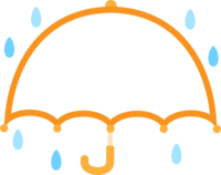 広げた傘のオレンジ色フレーム飾り枠