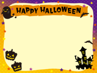お化けとかぼちゃのハロウィン文字入りフレーム飾り枠