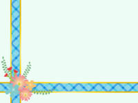 Light blue frame of blue ribbon with flowers Decorative frame
