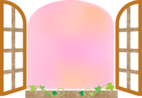 洋風のピンクの窓のフレーム飾り枠
