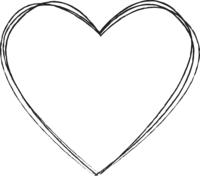 Simple black and white heart-shaped handwriting style frame Decorative frame