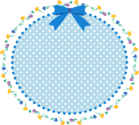 Light blue ribbon and flower oval frame Decorative frame