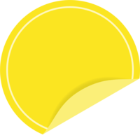 めくれた黄色い円形のシール-ラベルのフレーム飾り枠