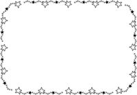 手書き風キラキラ星の囲み白黒フレーム飾り枠