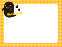 ハロウィン-黒いおばけの黄色チェックフレーム飾り枠