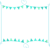 Handwritten heart line and light blue flag Garland frame Decorative frame
