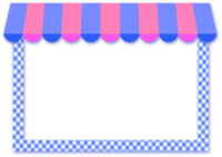 咖啡馆风格的蓝色和粉红色屋顶的商店装饰框