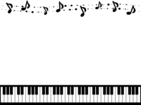 Musical notes, soft dots, and black and white upper and lower frames on the keyboard.