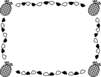 四隅のパイナップルの白黒フレーム飾り枠