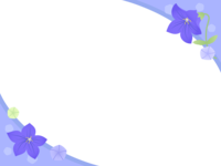 桔梗(キキョウ)の花の2隅のフレーム飾り枠