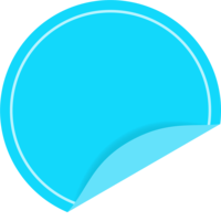めくれた水色の円形のシール-ラベルのフレーム飾り枠