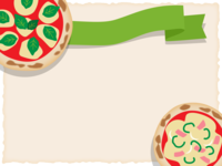 披萨和绿色丝带装饰框