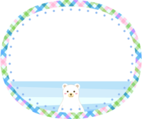 北极熊和方格图案的椭圆装饰框