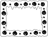 ハロウィン-かぼちゃと垂れたような白黒フレーム飾り枠