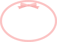 リボンのピンク色の楕円フレーム飾り枠