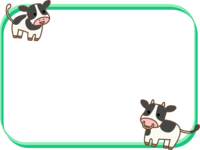 Two cute cows and a green square frame Decorative frame