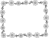 コスモスの花と葉の囲み白黒フレーム飾り枠