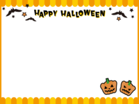 かぼちゃとコウモリのハロウィン文字入りフレーム飾り枠