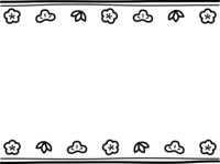 松竹梅と二重線の上下白黒お正月フレーム飾り枠