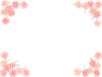 四隅のコスモスの花のフレーム飾り枠