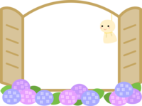 Teru Teru Bozu and Hydrangea window-like frame Decorative frame