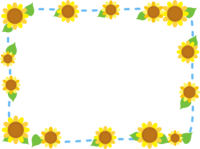 Sunflower and light blue dotted line box frame decorative frame