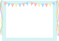 パステルカラーのフラッグガーランドの水色フレーム飾り枠