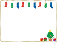 クリスマス-靴下とツリーのフレーム飾り枠