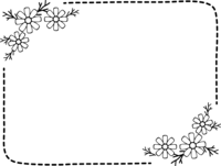 大波斯菊的黑白虚线装饰框