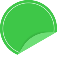 めくれた緑色の円形のシール-ラベルのフレーム飾り枠