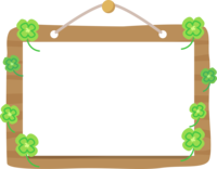 木の看板とクローバーのフレーム飾り枠