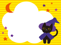 ハロウィン-黒猫と月と星のフレーム飾り枠