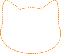 ネコの顔の形のオレンジ色の点線フレーム飾り枠