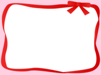 赤いリボンの囲みドットフレーム飾り枠