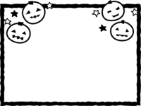 ハロウィン-上部のかぼちゃの白黒四角フレーム飾り枠
