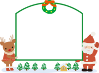 Christmas frame of Santa and reindeer with a frame Decorative frame