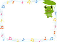 Frog frame with musical notes and leaves Decorative frame