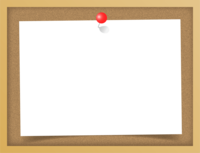 コルクボードと赤いピンを刺した紙のフレーム飾り枠