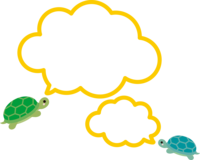 かわいい二匹のカメの吹き出しフレーム飾り枠