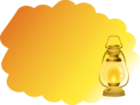 灯をともしたランプのオレンジ色フレーム飾り枠