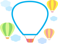 気球と雲のフレーム飾り枠