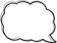 白黒の重なった吹き出しフレーム飾り枠