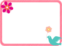 Small bird and cute pink flower frame Decorative frame