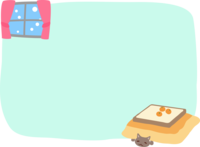 Kotatsu, cat and snowy window frame Decorative frame