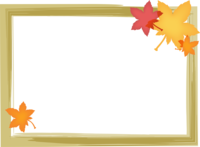 紅葉(もみじ)と茶色の筆線四角フレーム飾り枠